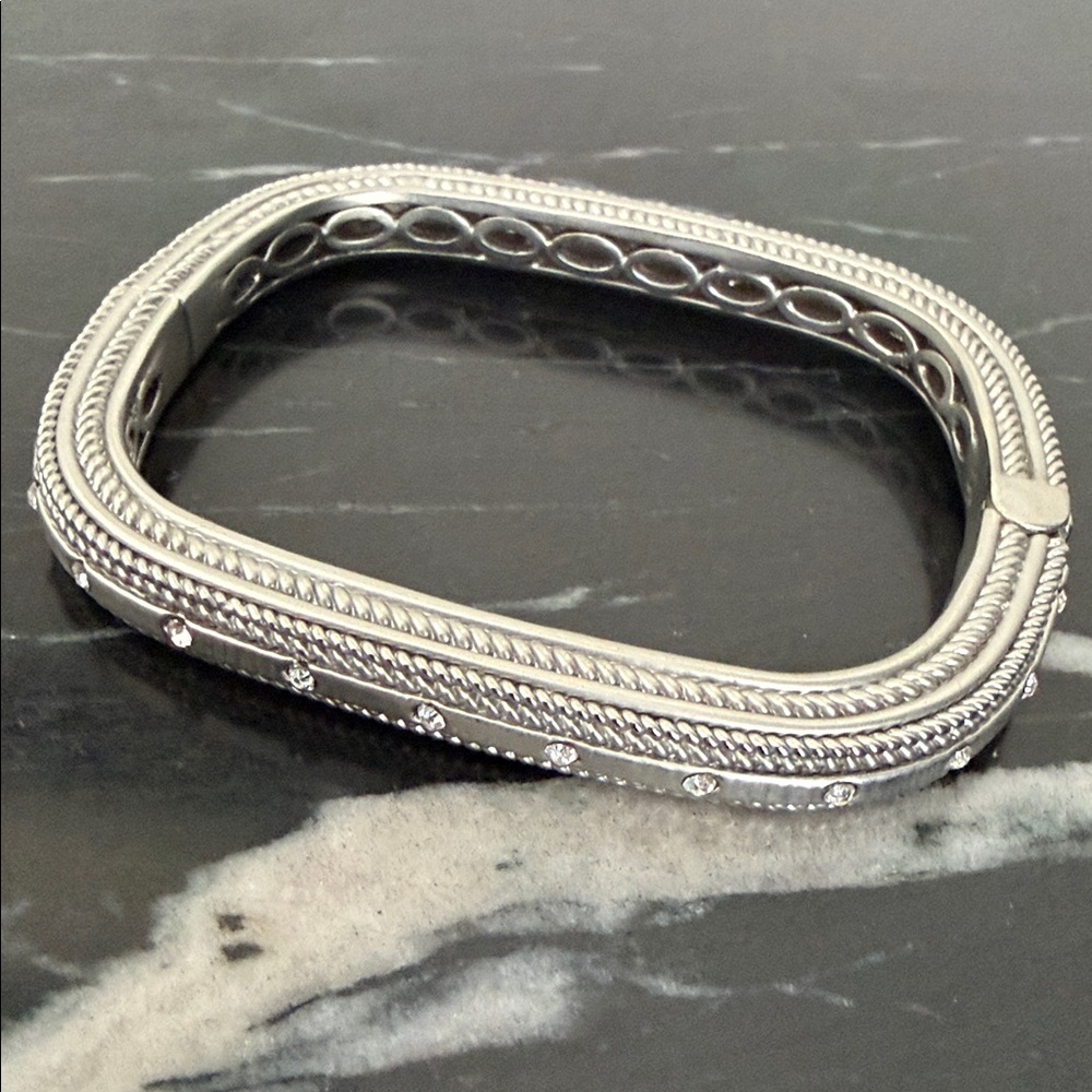 Silver Square Bangle Bracelet - image 1